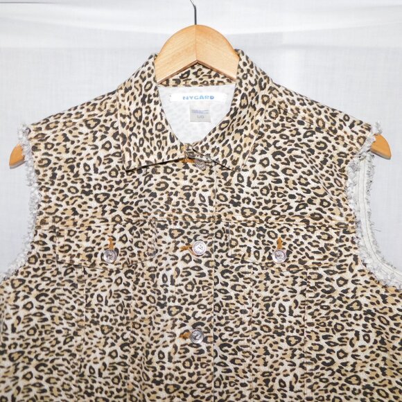 Nygard Womens L Leopard Print Denim button up Vest - Picture 3 of 13